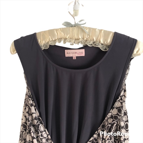 4 season,NO wrinkle, super comfortable Bandolino Ladies 14 grey+white wrap dress - Picture 6 of 9